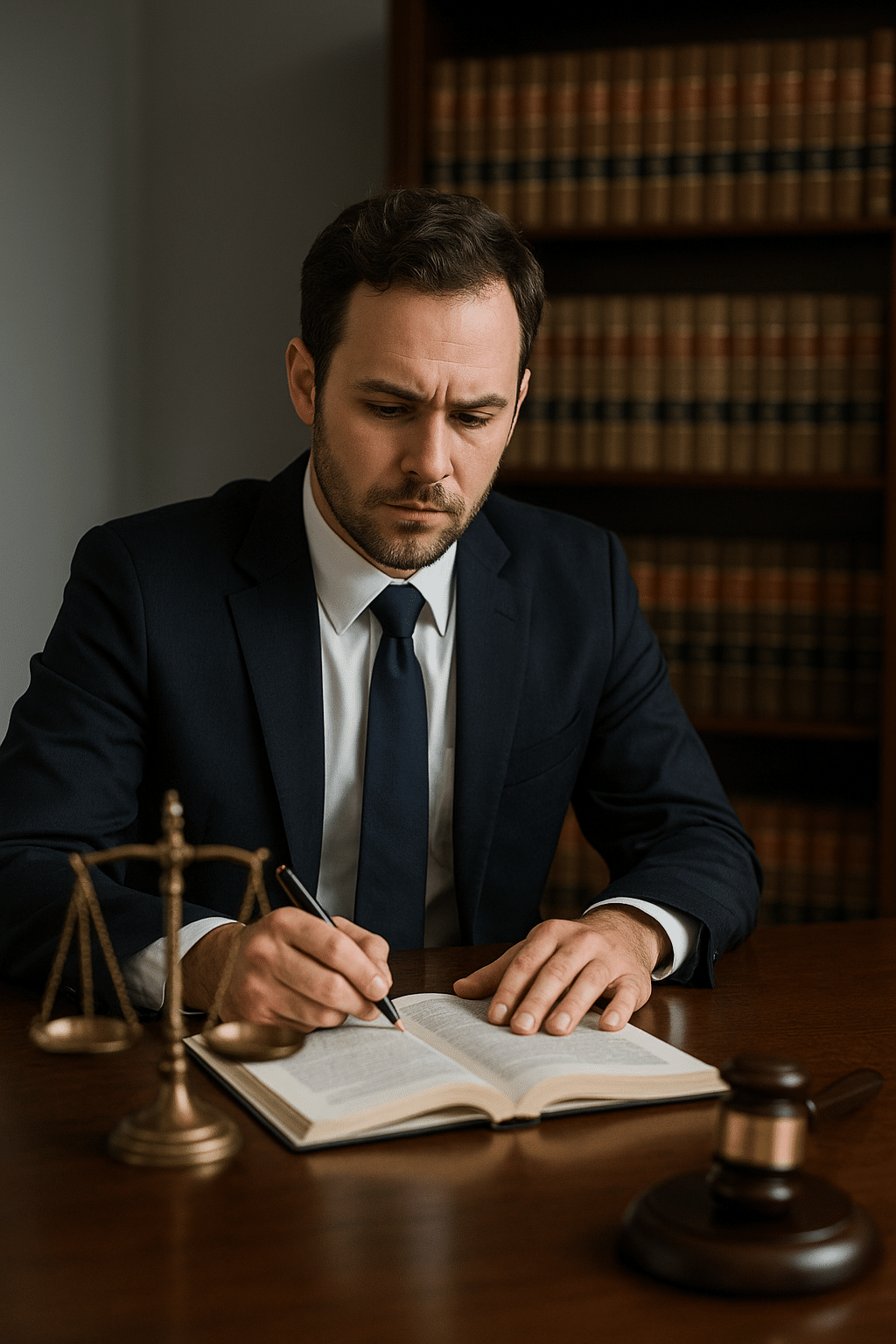 a man in a suit writing on a book