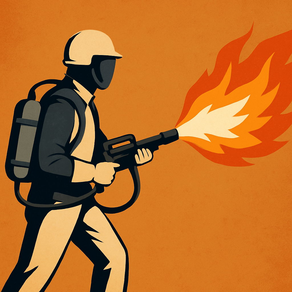 a man holding a fire hose