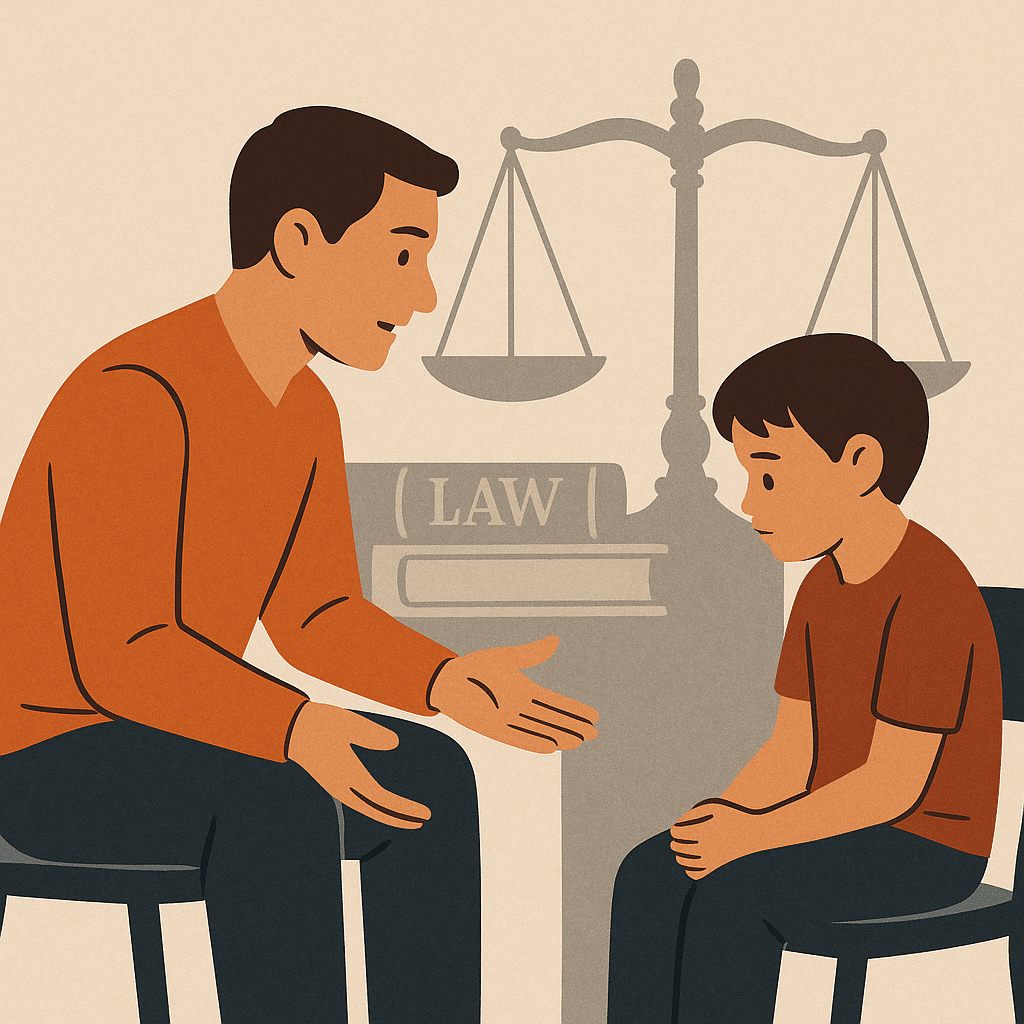 a man and a boy sitting in chairs