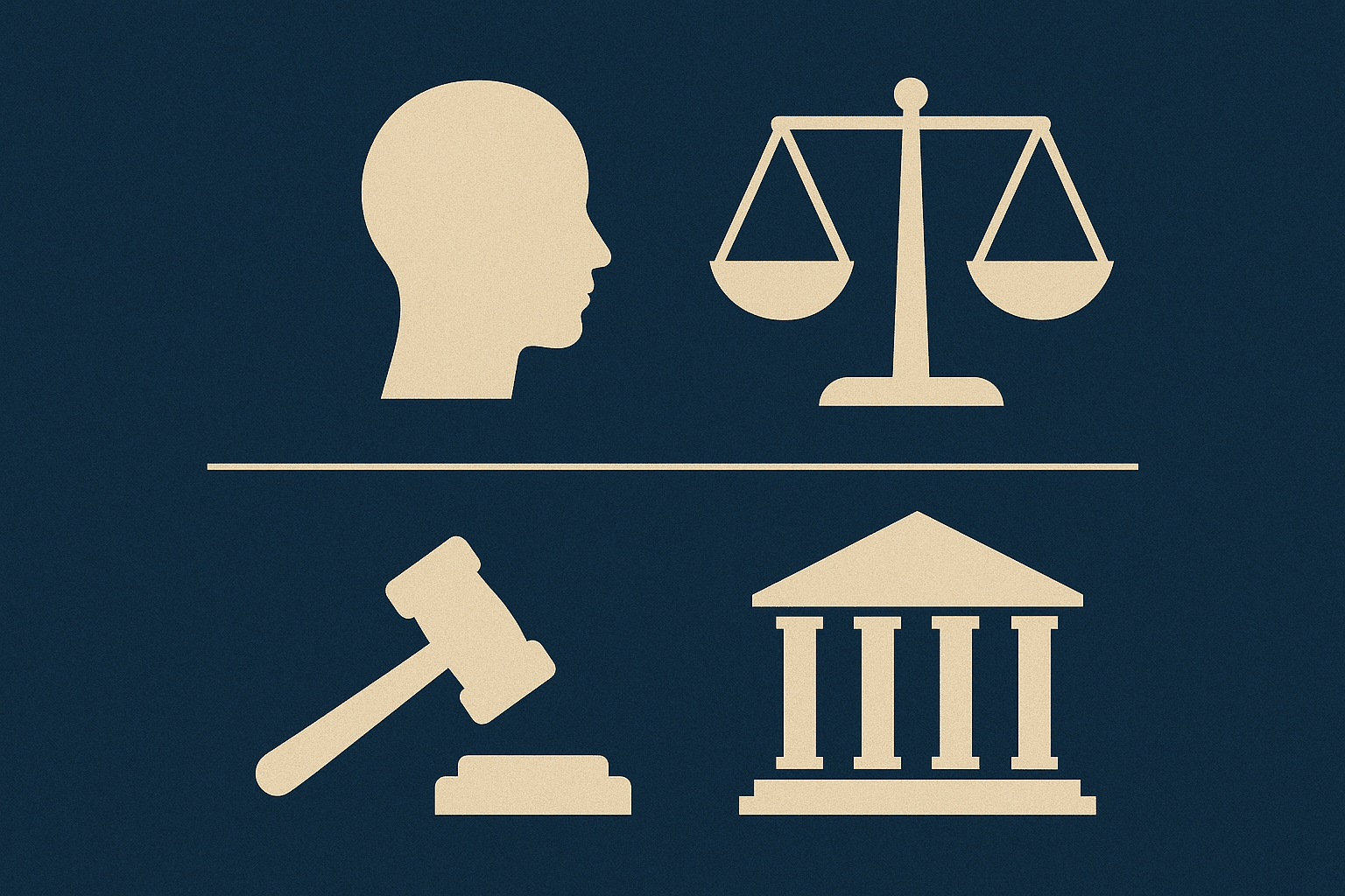 a close-up of a man's head and scales of justice