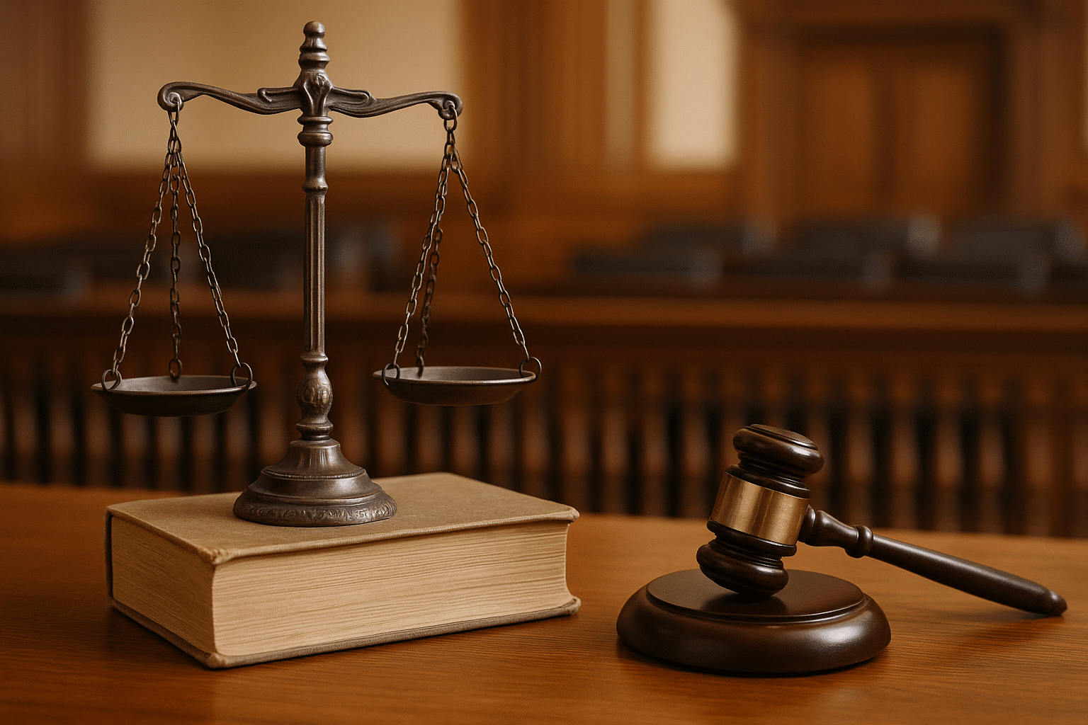 a scale of justice and a gavel