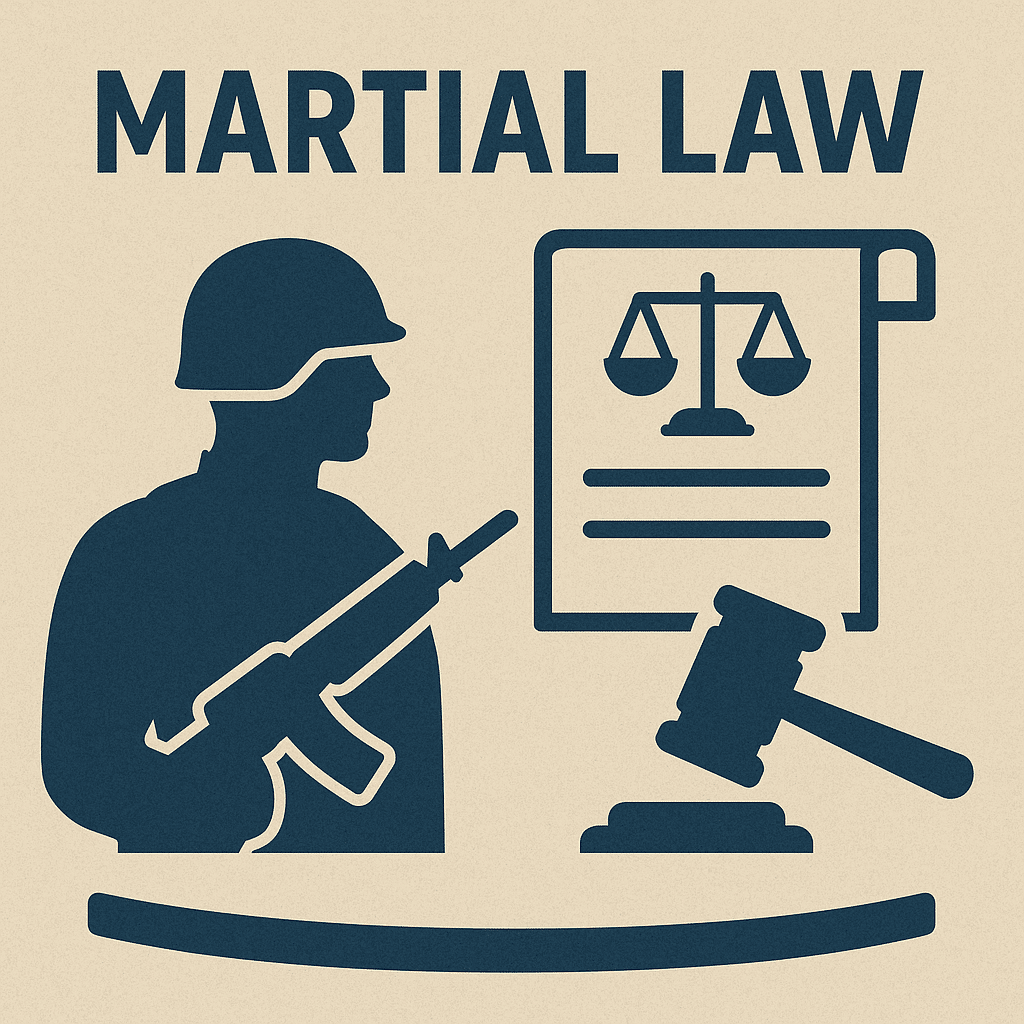 a symbol of a man holding a gun and a gavel