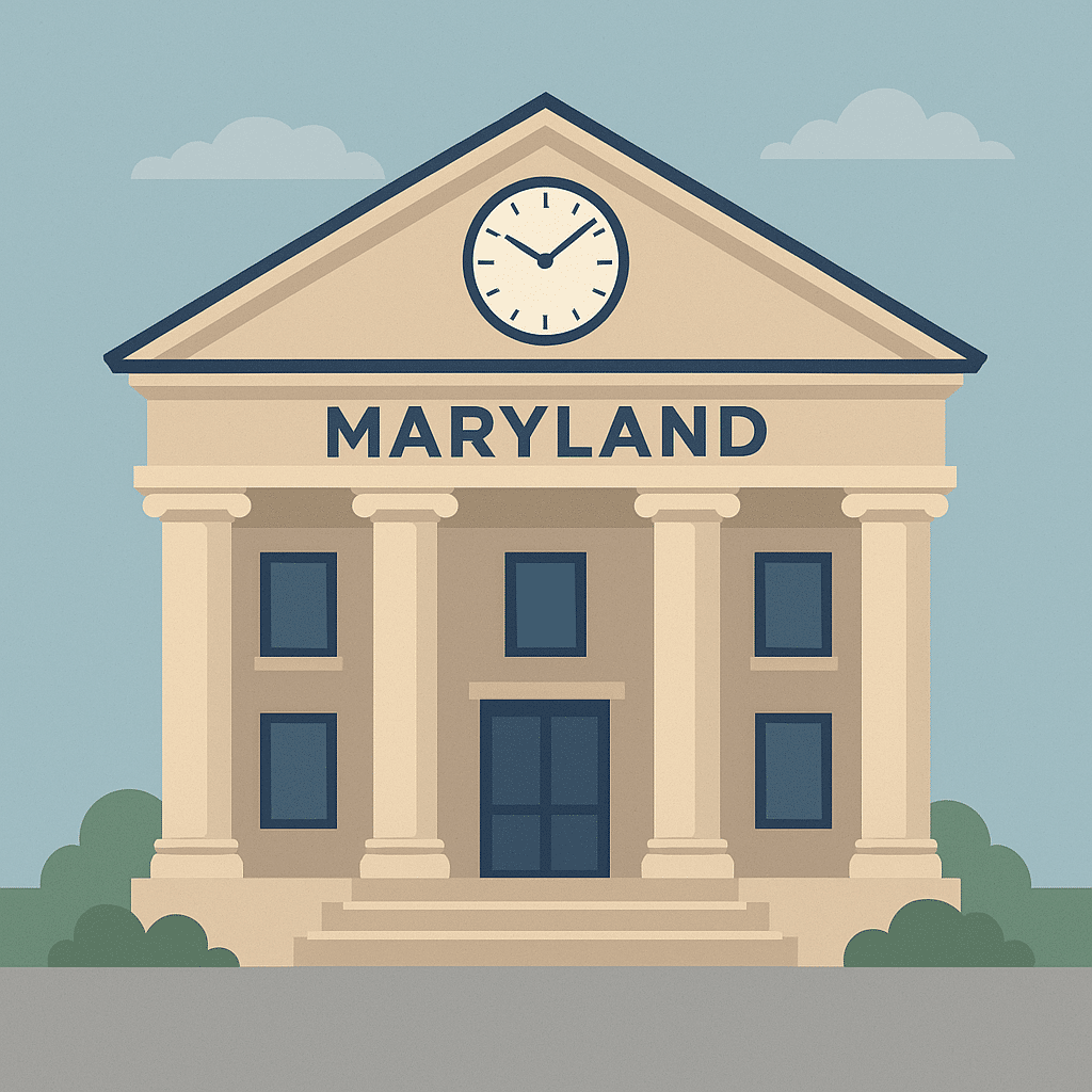 Maryland courthouse with clock tower