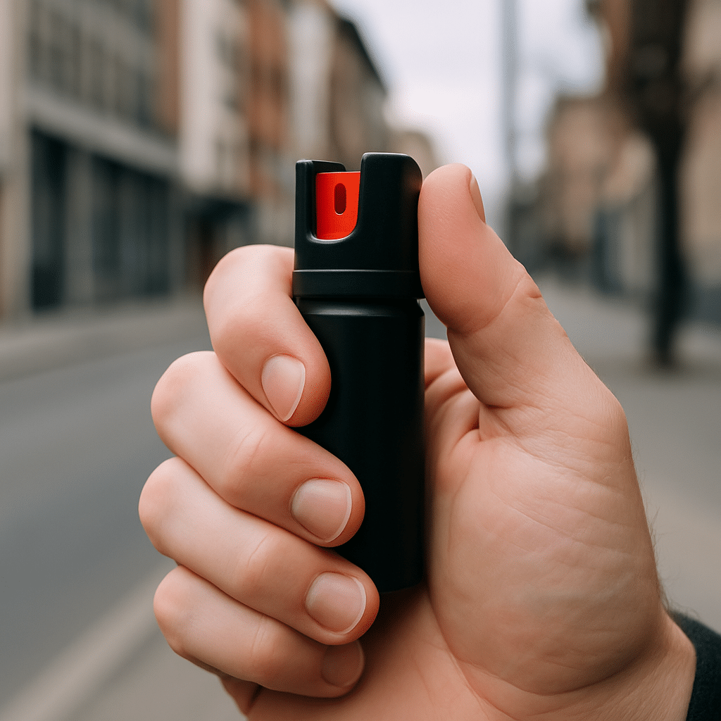 Person holding a pepper spray canister