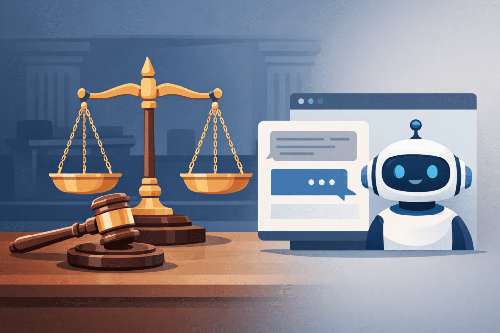 Scales of justice and chatbot interface