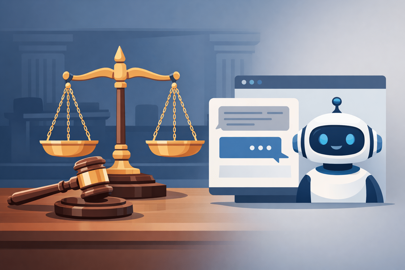 Scales of justice and chatbot interface